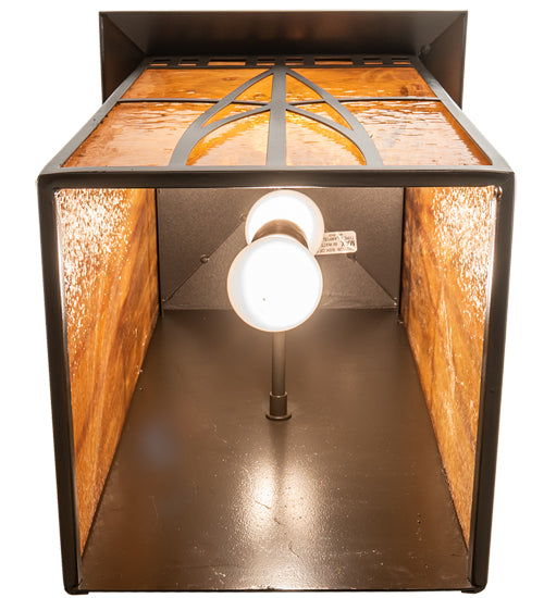 Meyda Lighting Scottsdale 12" 2-Light Timeless Bronze Mission Pendant Light With Honey Amber Shade Glass