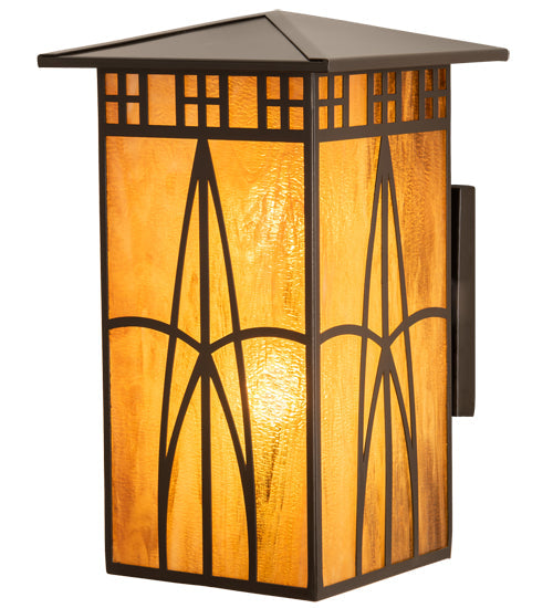 Meyda Lighting Scottsdale 12" 2-Light Timeless Bronze Mission Pendant Light With Honey Amber Shade Glass