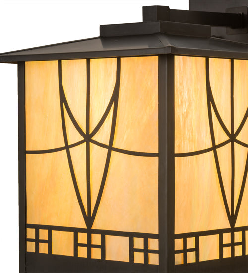 Meyda Lighting Scottsdale 13" 3-Light Craftsman Brown Wall Sconce With Beige Iridescent Shade Glass