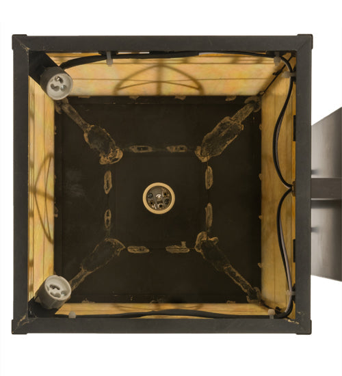 Meyda Lighting Scottsdale 13" 3-Light Craftsman Brown Wall Sconce With Beige Iridescent Shade Glass