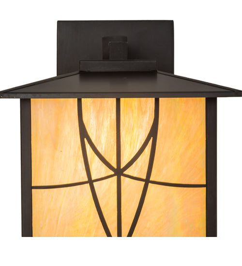 Meyda Lighting Scottsdale 13" 3-Light Craftsman Brown Wall Sconce With Beige Iridescent Shade Glass
