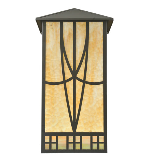 Meyda Lighting Scottsdale 16" 2-Light Timeless Bronze Mission Wall Sconce With Beige Shade Glass