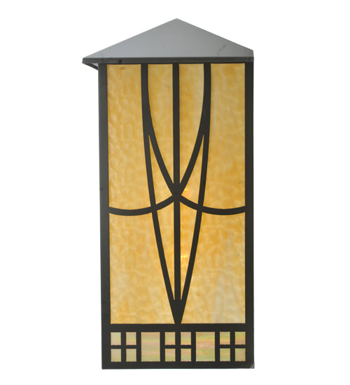 Meyda Lighting Scottsdale 16" 2-Light Timeless Bronze Mission Wall Sconce With Beige Shade Glass