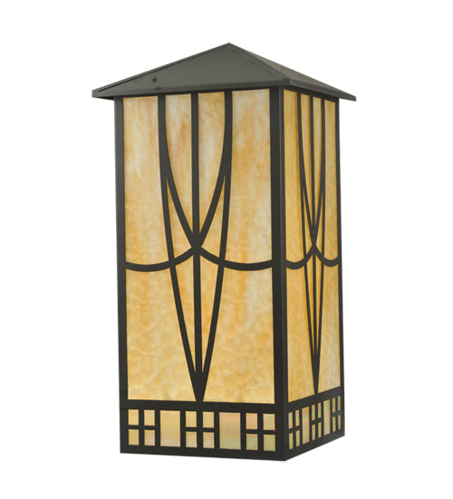 Meyda Lighting Scottsdale 16" 2-Light Timeless Bronze Mission Wall Sconce With Beige Shade Glass