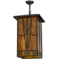 Meyda Lighting Scottsdale 16"Sq 4-Light Timeless Bronze Mission Pendant Light With Honey Amber Shade Glass