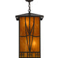 Meyda Lighting Scottsdale 16"Sq 4-Light Timeless Bronze Mission Pendant Light With Honey Amber Shade Glass