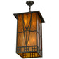 Meyda Lighting Scottsdale 16"Sq 4-Light Timeless Bronze Mission Pendant Light With Honey Amber Shade Glass