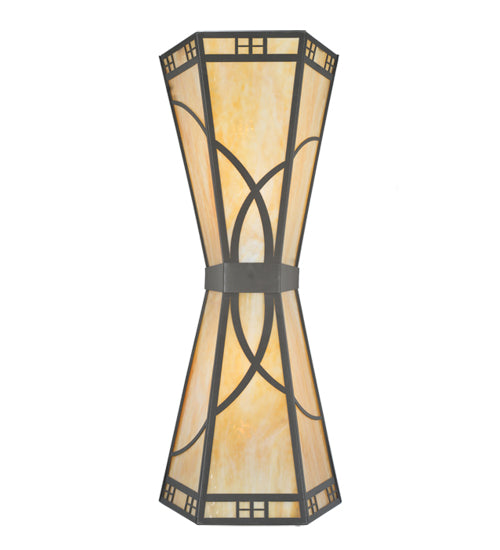 Meyda Lighting Scottsdale 19" 4-Light Timeless Bronze Mission Wall Sconce With Beige Art Shade Glass