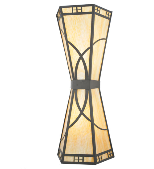 Meyda Lighting Scottsdale 19" 4-Light Timeless Bronze Mission Wall Sconce With Beige Art Shade Glass