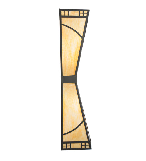 Meyda Lighting Scottsdale 19" 4-Light Timeless Bronze Mission Wall Sconce With Beige Art Shade Glass