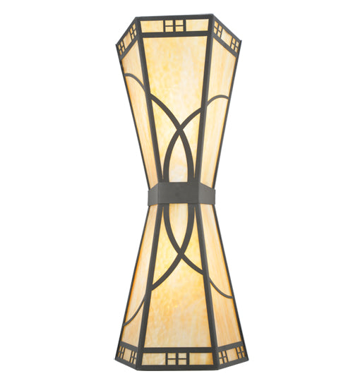 Meyda Lighting Scottsdale 19" 4-Light Timeless Bronze Mission Wall Sconce With Beige Art Shade Glass