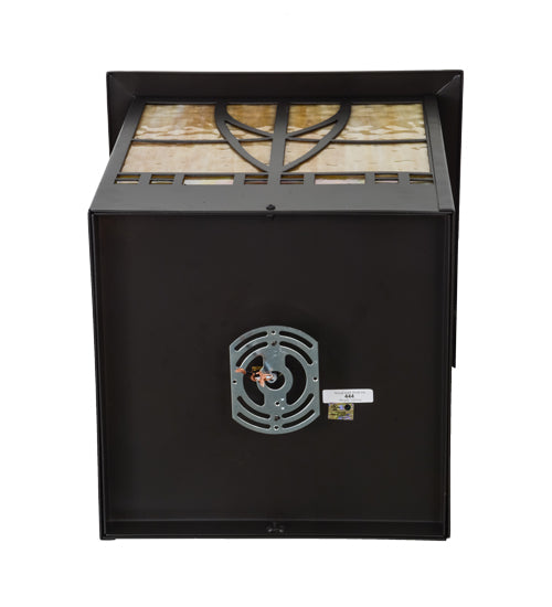Meyda Lighting Scottsdale 20" 2-Light Timeless Bronze Mission Outdoor Pier Mount Light With Beige Iridescent Shade Glass