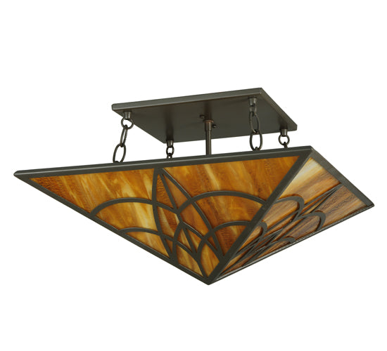 Meyda Lighting Scottsdale 27" 2-Light Timeless Bronze Mission Semi-flush Mount Ceiling Light With Honey Amber Shade Glass