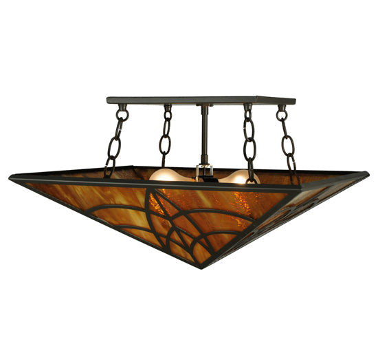 Meyda Lighting Scottsdale 27" 2-Light Timeless Bronze Mission Semi-flush Mount Ceiling Light With Honey Amber Shade Glass