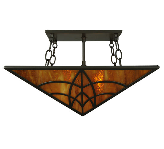 Meyda Lighting Scottsdale 27" 2-Light Timeless Bronze Mission Semi-flush Mount Ceiling Light With Honey Amber Shade Glass