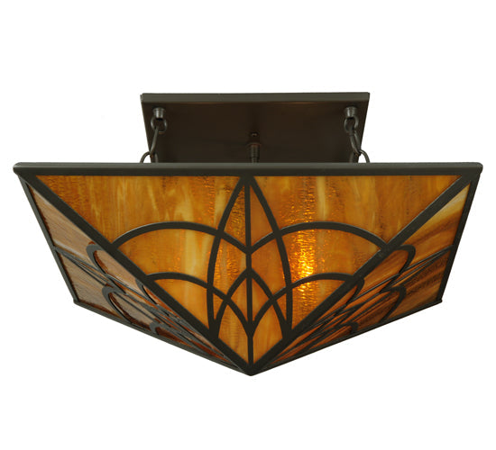 Meyda Lighting Scottsdale 27" 2-Light Timeless Bronze Mission Semi-flush Mount Ceiling Light With Honey Amber Shade Glass