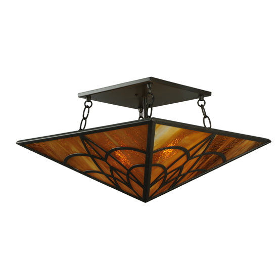 Meyda Lighting Scottsdale 27" 2-Light Timeless Bronze Mission Semi-flush Mount Ceiling Light With Honey Amber Shade Glass