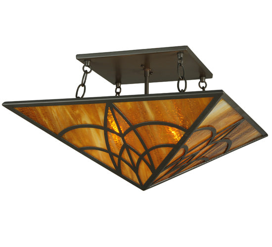 Meyda Lighting Scottsdale 27" 2-Light Timeless Bronze Mission Semi-flush Mount Ceiling Light With Honey Amber Shade Glass