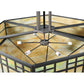 Meyda Lighting Scottsdale 60" 6-Light Timeless Bronze Mission Inverted Pendant Light With Beige Art Shade Glass