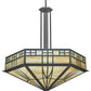 Meyda Lighting Scottsdale 60" 6-Light Timeless Bronze Mission Inverted Pendant Light With Beige Art Shade Glass