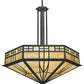 Meyda Lighting Scottsdale 60" 6-Light Timeless Bronze Mission Inverted Pendant Light With Beige Art Shade Glass