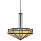 Meyda Lighting Scottsdale 60" 6-Light Timeless Bronze Mission Inverted Pendant Light With Beige Art Shade Glass