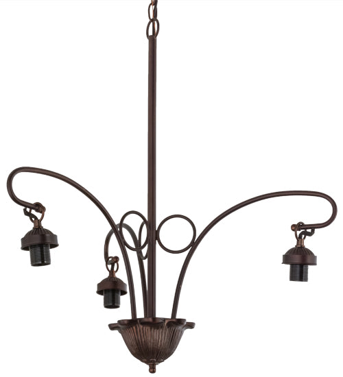 Meyda Lighting Sea Scallop 26" 3-Light Mahogany Bronze Chandelier With Green & Beige Shade Glass