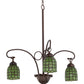 Meyda Lighting Sea Scallop 26" 3-Light Mahogany Bronze Chandelier With Green & Beige Shade Glass