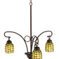 Meyda Lighting Sea Scallop 26" 3-Light Mahogany Bronze Chandelier With Green & Beige Shade Glass