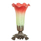 Meyda Lighting Seafoam & Cranberry 8" Mahogany Bronze Victorian Accent Table Lamp With Green and Red Shade Glass