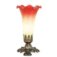 Meyda Lighting Seafoam & Cranberry 8" Mahogany Bronze Victorian Accent Table Lamp With Green and Red Shade Glass