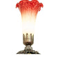 Meyda Lighting Seafoam & Cranberry 8" Mahogany Bronze Victorian Accent Table Lamp With Green and Red Shade Glass