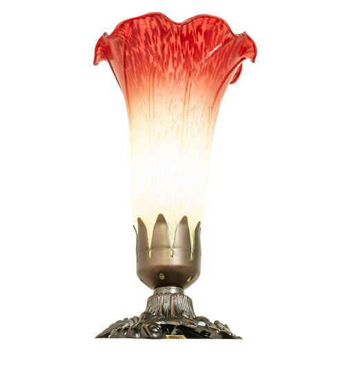 Meyda Lighting Seafoam & Cranberry 8" Mahogany Bronze Victorian Accent Table Lamp With Green and Red Shade Glass