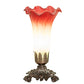 Meyda Lighting Seafoam & Cranberry 8" Mahogany Bronze Victorian Accent Table Lamp With Green and Red Shade Glass