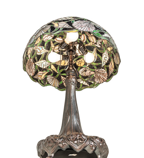Meyda Lighting Seashell 31" 3-Light Mahogany Bronze Table Lamp With Multi-Colored Shade Glass