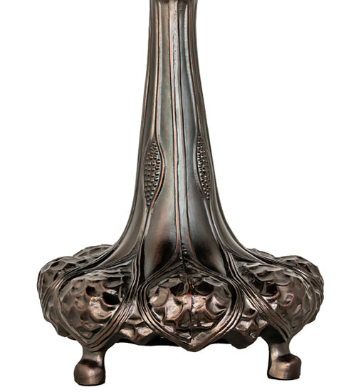 Meyda Lighting Seashell 31" 3-Light Mahogany Bronze Table Lamp With Multi-Colored Shade Glass