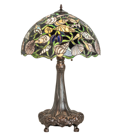 Meyda Lighting Seashell 31" 3-Light Mahogany Bronze Table Lamp With Multi-Colored Shade Glass
