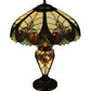Meyda Lighting Sebastian 24" 3-Light Mahogany Bronze Table Lamp With Multi-Colored Shade Glass