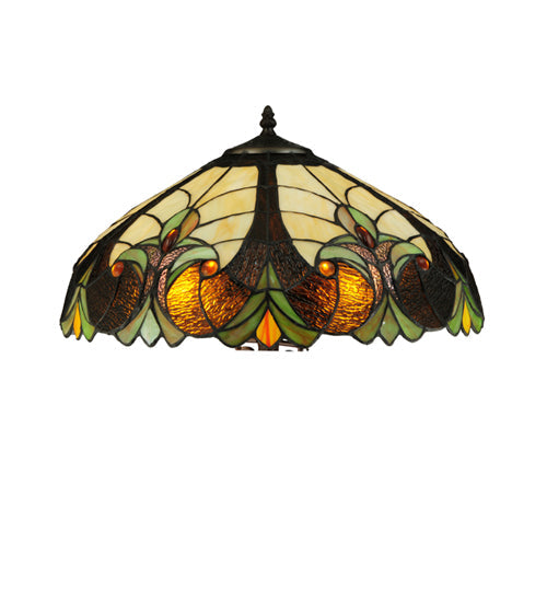Meyda Lighting Sebastian 24" 3-Light Mahogany Bronze Table Lamp With Multi-Colored Shade Glass