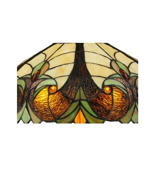 Meyda Lighting Sebastian 24" 3-Light Mahogany Bronze Table Lamp With Multi-Colored Shade Glass