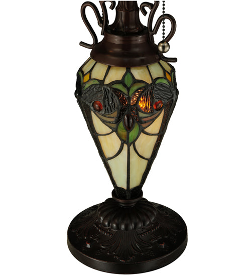 Meyda Lighting Sebastian 24" 3-Light Mahogany Bronze Table Lamp With Multi-Colored Shade Glass