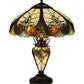 Meyda Lighting Sebastian 24" 3-Light Mahogany Bronze Table Lamp With Multi-Colored Shade Glass