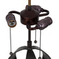 Meyda Lighting Sedona 28" 3-Light Timeless Bronze Table Lamp With Brown Faux Leather Shade
