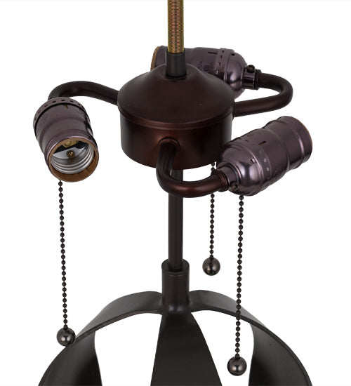 Meyda Lighting Sedona 28" 3-Light Timeless Bronze Table Lamp With Brown Faux Leather Shade