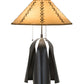 Meyda Lighting Sedona 28" 3-Light Timeless Bronze Table Lamp With Brown Faux Leather Shade
