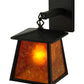 Meyda Lighting Seneca 10" Textured Black Hanging Wall Sconce With Amber Mica Shade Glass