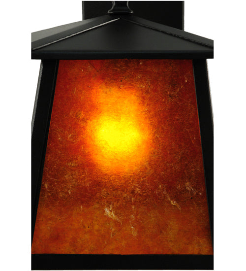 Meyda Lighting Seneca 10" Textured Black Hanging Wall Sconce With Amber Mica Shade Glass