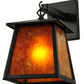 Meyda Lighting Seneca 10" Textured Black Hanging Wall Sconce With Amber Mica Shade Glass