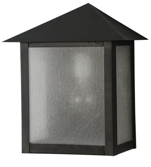Meyda Lighting Seneca 11" Craftsman Brown Prime Wall Sconce With Frosted Seeded Shade Glass