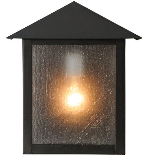 Meyda Lighting Seneca 11" Craftsman Brown Prime Wall Sconce With Frosted Seeded Shade Glass